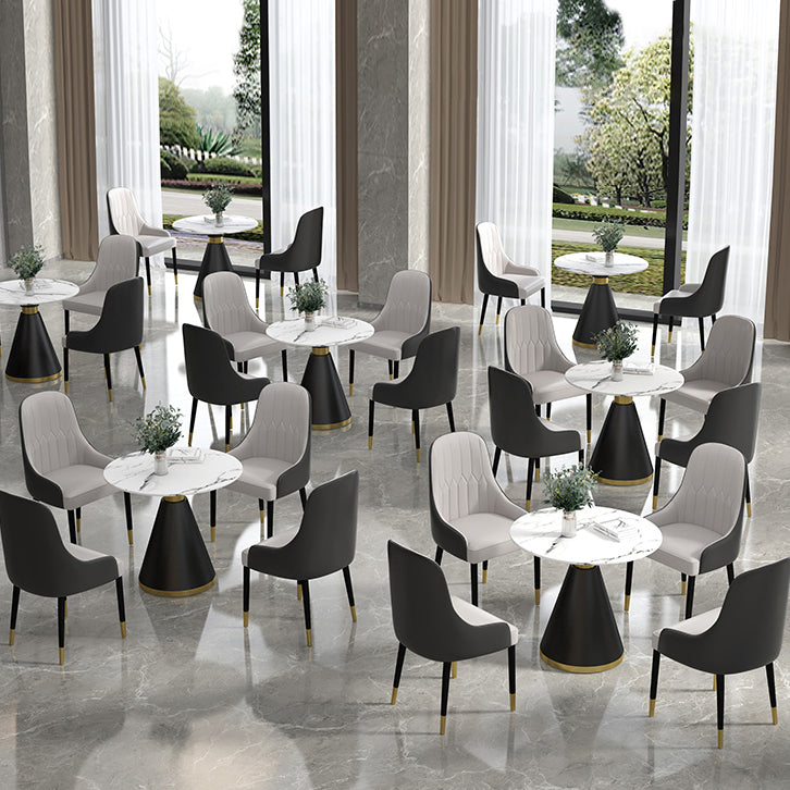 Metal Modern Round Dining Table Sintered Stone Table for Dining Room and Kitchen Clearhalo 'Dining Tables & Seating' 'Dining Tables' 'dining_table' 'furn' 'furn_dining_table' 'Furniture' 'furniture_dining_table' 'Kitchen & Dining Furniture' 5081496