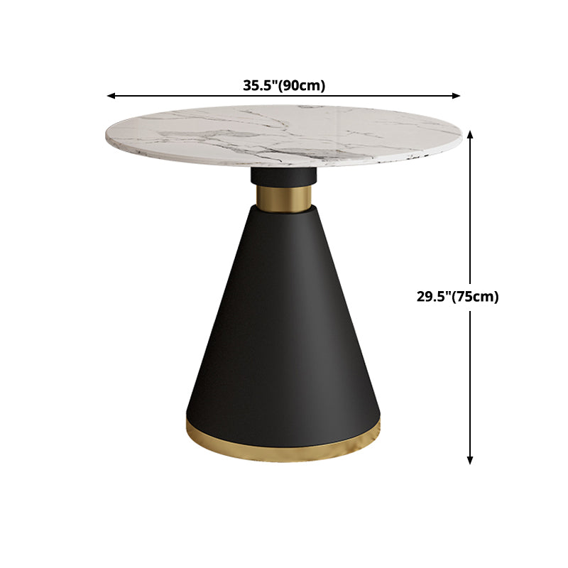 Metal Modern Round Dining Table Sintered Stone Table for Dining Room and Kitchen Clearhalo 'Dining Tables & Seating' 'Dining Tables' 'dining_table' 'furn' 'furn_dining_table' 'Furniture' 'furniture_dining_table' 'Kitchen & Dining Furniture' 5081501