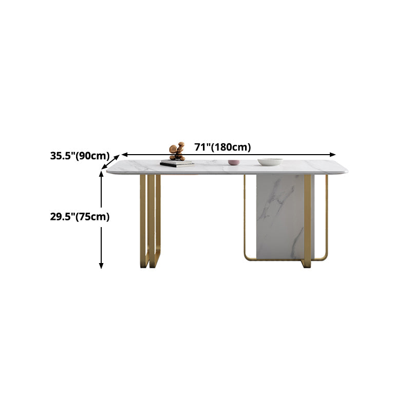 Stone Dining Site Table Traditional Luxury Rectangle Table with Double Pedestal Clearhalo 'Dining Tables & Seating' 'Dining Tables' 'dining_table' 'furn' 'furn_dining_table' 'Furniture' 'furniture_dining_table' 'Kitchen & Dining Furniture' 5081511
