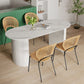 White Two Base Dining Table Modern White Stone Top Dining Table for Living Room Oval 47.2"L x 27.6"W x 29.5"H Without Chairs Clearhalo 'Dining Tables & Seating' 'Dining Tables' 'dining_table' 'furn' 'furn_dining_table' 'Furniture' 'furniture_dining_table' 'Kitchen & Dining Furniture' 5081515