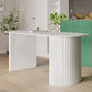 White Two Base Dining Table Modern White Stone Top Dining Table for Living Room Clearhalo 'Dining Tables & Seating' 'Dining Tables' 'dining_table' 'furn' 'furn_dining_table' 'Furniture' 'furniture_dining_table' 'Kitchen & Dining Furniture' 5081523