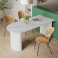 White Two Base Dining Table Modern White Stone Top Dining Table for Living Room Clearhalo 'Dining Tables & Seating' 'Dining Tables' 'dining_table' 'furn' 'furn_dining_table' 'Furniture' 'furniture_dining_table' 'Kitchen & Dining Furniture' 5081526
