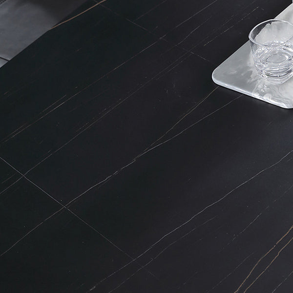 Stone Top Dining Table Modern Rectangle Table with Metal Base in Black Clearhalo 'Dining Tables & Seating' 'Dining Tables' 'dining_table' 'furn' 'furn_dining_table' 'Furniture' 'furniture_dining_table' 'Kitchen & Dining Furniture' 5081545
