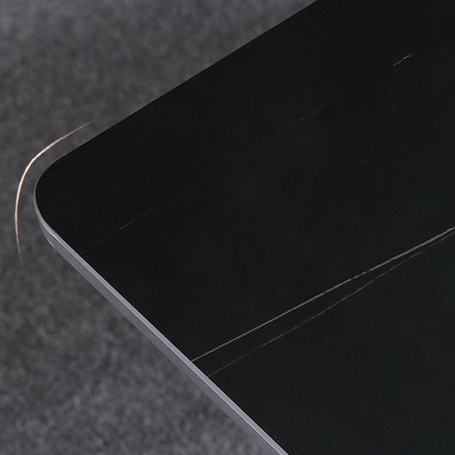 Stone Top Dining Table Modern Rectangle Table with Metal Base in Black Clearhalo 'Dining Tables & Seating' 'Dining Tables' 'dining_table' 'furn' 'furn_dining_table' 'Furniture' 'furniture_dining_table' 'Kitchen & Dining Furniture' 5081546