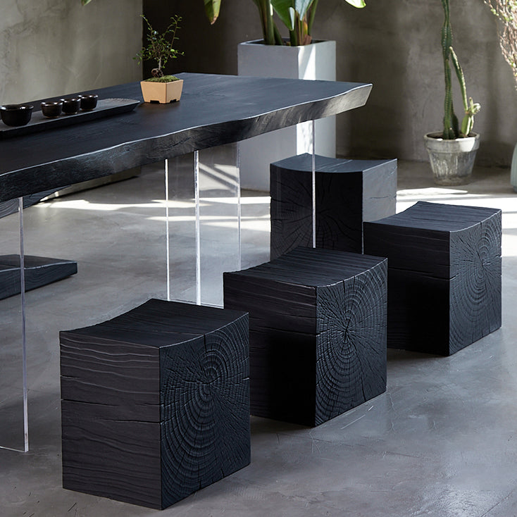 Black Modern Double Pedestal Table Rectangle Pine Solid Wood Top Dining table Clearhalo 'Dining Tables & Seating' 'Dining Tables' 'dining_table' 'furn' 'furn_dining_table' 'Furniture' 'furniture_dining_table' 'Kitchen & Dining Furniture' 5081563
