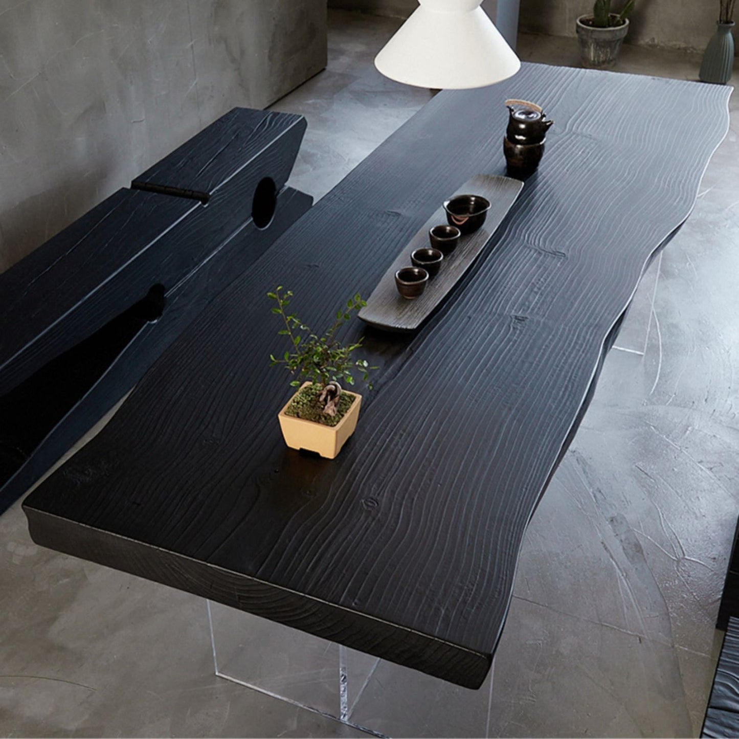 Black Modern Double Pedestal Table Rectangle Pine Solid Wood Top Dining table Clearhalo 'Dining Tables & Seating' 'Dining Tables' 'dining_table' 'furn' 'furn_dining_table' 'Furniture' 'furniture_dining_table' 'Kitchen & Dining Furniture' 5081567