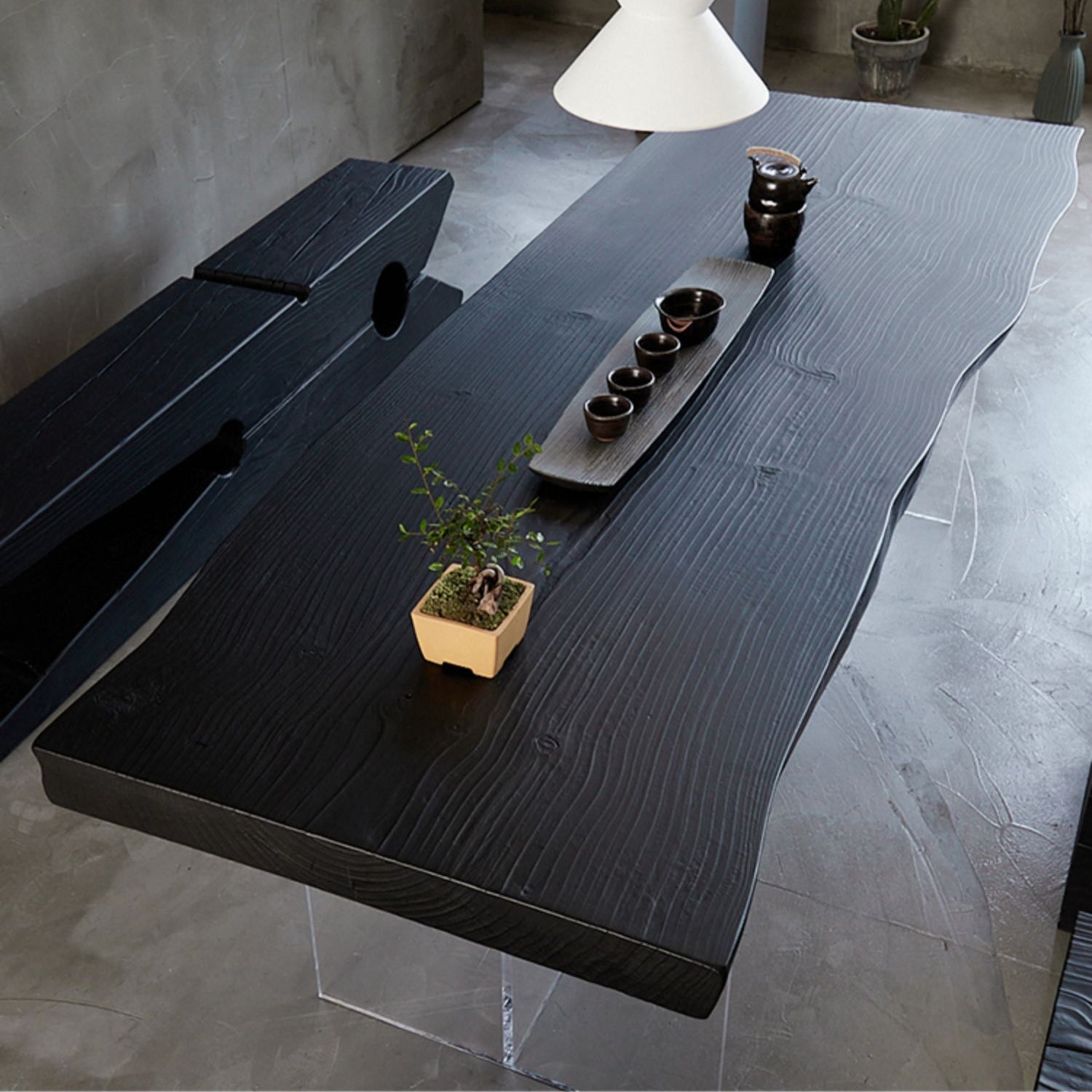 Black Modern Double Pedestal Table Rectangle Pine Solid Wood Top Dining table Clearhalo 'Dining Tables & Seating' 'Dining Tables' 'dining_table' 'furn' 'furn_dining_table' 'Furniture' 'furniture_dining_table' 'Kitchen & Dining Furniture' 5081567