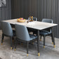 Stone Top Dining Table Modern Rectangle Table with 4 Metal Legs in Black White 55.1"L x 31.5"W x 29.5"H Without Chairs Clearhalo 'Dining Tables & Seating' 'Dining Tables' 'dining_table' 'furn' 'furn_dining_table' 'Furniture' 'furniture_dining_table' 'Kitchen & Dining Furniture' 5081577