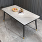 Stone Top Dining Table Modern Rectangle Table with 4 Metal Legs in Black White Without Chairs Clearhalo 'Dining Tables & Seating' 'Dining Tables' 'dining_table' 'furn' 'furn_dining_table' 'Furniture' 'furniture_dining_table' 'Kitchen & Dining Furniture' 5081578