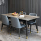 Stone Top Dining Table Modern Rectangle Table with 4 Metal Legs in Black Grey 63"L x 31.5"W x 29.5"H Without Chairs Clearhalo 'Dining Tables & Seating' 'Dining Tables' 'dining_table' 'furn' 'furn_dining_table' 'Furniture' 'furniture_dining_table' 'Kitchen & Dining Furniture' 5081582