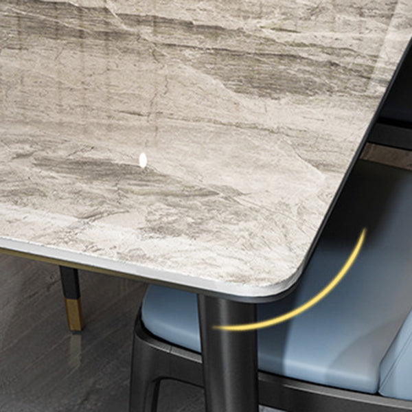 Stone Top Dining Table Modern Rectangle Table with 4 Metal Legs in Black Clearhalo 'Dining Tables & Seating' 'Dining Tables' 'dining_table' 'furn' 'furn_dining_table' 'Furniture' 'furniture_dining_table' 'Kitchen & Dining Furniture' 5081584