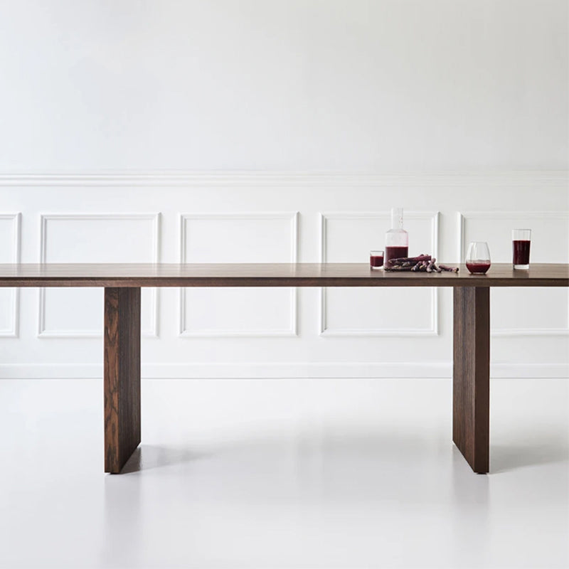 Rectangle Dining Table Modern Oak Solid Wood Double Pedestal Dining Table Walnut 78.7"L x 35.4"W x 29.5"H Without Chairs Clearhalo 'Dining Tables & Seating' 'Dining Tables' 'dining_table' 'furn' 'furn_dining_table' 'Furniture' 'furniture_dining_table' 'Kitchen & Dining Furniture' 5081595