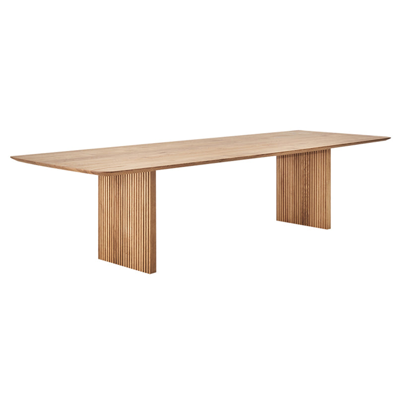 Rectangle Dining Table Modern Oak Solid Wood Double Pedestal Dining Table Natural Without Chairs Clearhalo 'Dining Tables & Seating' 'Dining Tables' 'dining_table' 'furn' 'furn_dining_table' 'Furniture' 'furniture_dining_table' 'Kitchen & Dining Furniture' 5081601