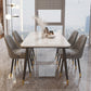Modern 4 Legs Dining Table Stone and Steel Rectangle Counter Dining Table White 55.1"L x 31.5"W x 29.5"H Without Chairs Clearhalo 'Dining Tables & Seating' 'Dining Tables' 'dining_table' 'furn' 'furn_dining_table' 'Furniture' 'furniture_dining_table' 'Kitchen & Dining Furniture' 5081617