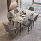 Modern 4 Legs Dining Table Stone and Steel Rectangle Counter Dining Table Gray 51.2"L x 27.6"W x 29.5"H Without Chairs Clearhalo 'Dining Tables & Seating' 'Dining Tables' 'dining_table' 'furn' 'furn_dining_table' 'Furniture' 'furniture_dining_table' 'Kitchen & Dining Furniture' 5081621