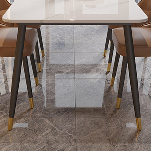 Modern 4 Legs Dining Table Stone and Steel Rectangle Counter Dining Table Clearhalo 'Dining Tables & Seating' 'Dining Tables' 'dining_table' 'furn' 'furn_dining_table' 'Furniture' 'furniture_dining_table' 'Kitchen & Dining Furniture' 5081625