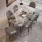 Modern 4 Legs Dining Table Stone and Steel Rectangle Counter Dining Table Clearhalo 'Dining Tables & Seating' 'Dining Tables' 'dining_table' 'furn' 'furn_dining_table' 'Furniture' 'furniture_dining_table' 'Kitchen & Dining Furniture' 5081627