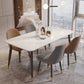 Modern 4 Legs Dining Table Stone and Steel Rectangle Counter Dining Table Clearhalo 'Dining Tables & Seating' 'Dining Tables' 'dining_table' 'furn' 'furn_dining_table' 'Furniture' 'furniture_dining_table' 'Kitchen & Dining Furniture' 5081629