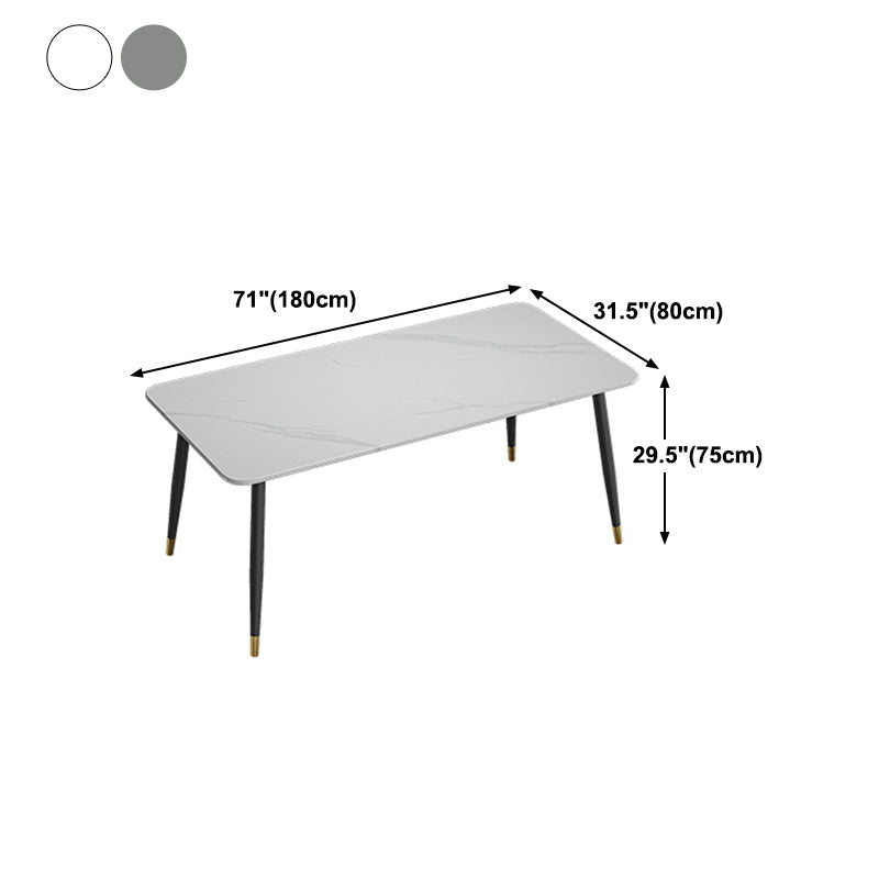 Modern 4 Legs Dining Table Stone and Steel Rectangle Counter Dining Table Clearhalo 'Dining Tables & Seating' 'Dining Tables' 'dining_table' 'furn' 'furn_dining_table' 'Furniture' 'furniture_dining_table' 'Kitchen & Dining Furniture' 5081637