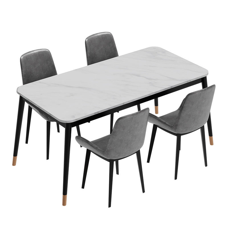 Glam Style Stone Dining Table 4 Metal Legs Table Home Rectangle Dining Table Clearhalo 'Dining Tables & Seating' 'Dining Tables' 'dining_table' 'furn' 'furn_dining_table' 'Furniture' 'furniture_dining_table' 'Kitchen & Dining Furniture' 5081643