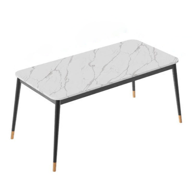 Glam Style Stone Dining Table 4 Metal Legs Table Home Rectangle Dining Table Clearhalo 'Dining Tables & Seating' 'Dining Tables' 'dining_table' 'furn' 'furn_dining_table' 'Furniture' 'furniture_dining_table' 'Kitchen & Dining Furniture' 5081645