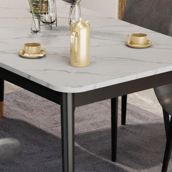 Glam Style Stone Dining Table 4 Metal Legs Table Home Rectangle Dining Table Clearhalo 'Dining Tables & Seating' 'Dining Tables' 'dining_table' 'furn' 'furn_dining_table' 'Furniture' 'furniture_dining_table' 'Kitchen & Dining Furniture' 5081647