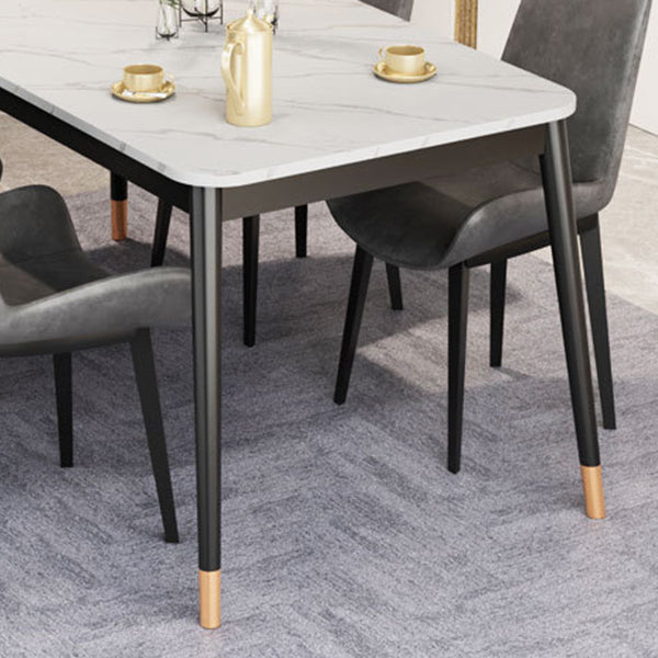 Glam Style Stone Dining Table 4 Metal Legs Table Home Rectangle Dining Table Clearhalo 'Dining Tables & Seating' 'Dining Tables' 'dining_table' 'furn' 'furn_dining_table' 'Furniture' 'furniture_dining_table' 'Kitchen & Dining Furniture' 5081648