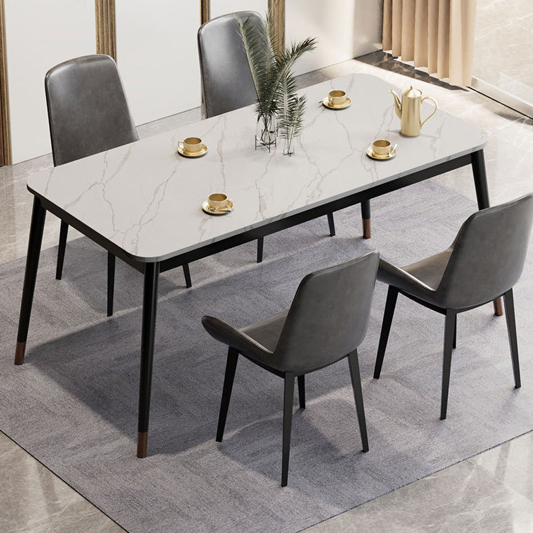 Glam Style Stone Dining Table 4 Metal Legs Table Home Rectangle Dining Table Clearhalo 'Dining Tables & Seating' 'Dining Tables' 'dining_table' 'furn' 'furn_dining_table' 'Furniture' 'furniture_dining_table' 'Kitchen & Dining Furniture' 5081650