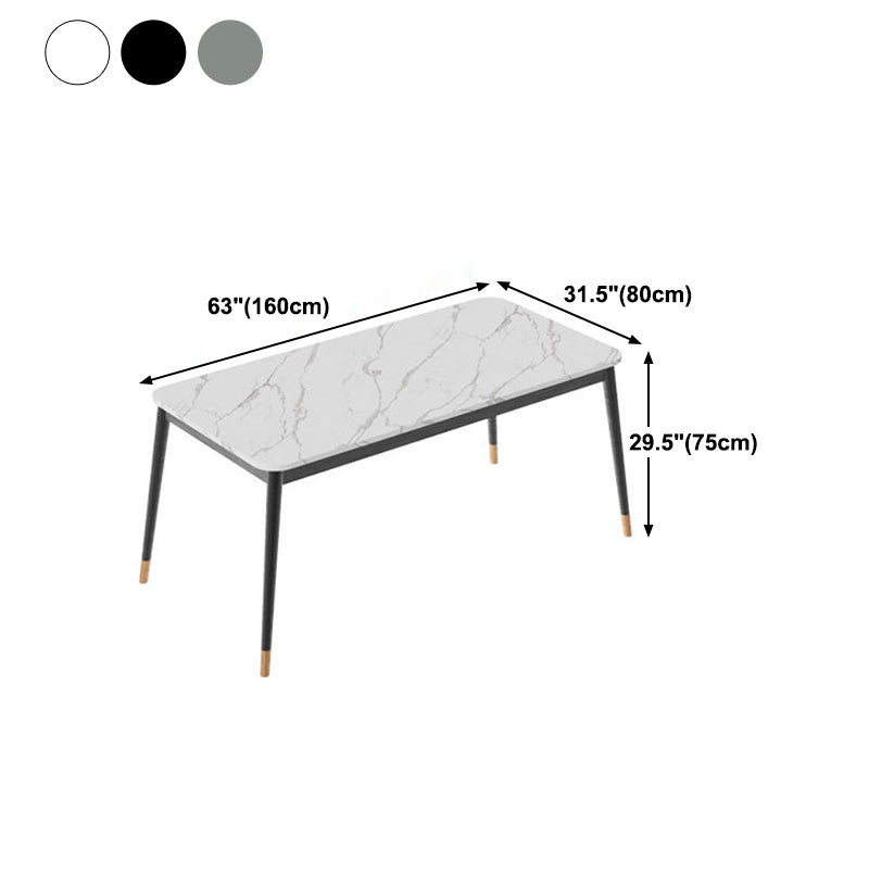 Glam Style Stone Dining Table 4 Metal Legs Table Home Rectangle Dining Table Clearhalo 'Dining Tables & Seating' 'Dining Tables' 'dining_table' 'furn' 'furn_dining_table' 'Furniture' 'furniture_dining_table' 'Kitchen & Dining Furniture' 5081653