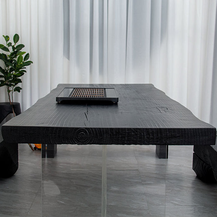 Modern Rectangle Dining Table Black Pine Solid Wood Top Dining Site Table Clearhalo 'Dining Tables & Seating' 'Dining Tables' 'dining_table' 'furn' 'furn_dining_table' 'Furniture' 'furniture_dining_table' 'Kitchen & Dining Furniture' 5081662