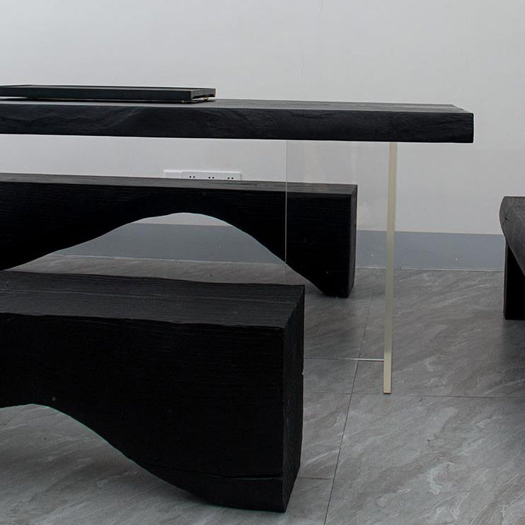 Modern Rectangle Dining Table Black Pine Solid Wood Top Dining Site Table Clearhalo 'Dining Tables & Seating' 'Dining Tables' 'dining_table' 'furn' 'furn_dining_table' 'Furniture' 'furniture_dining_table' 'Kitchen & Dining Furniture' 5081664