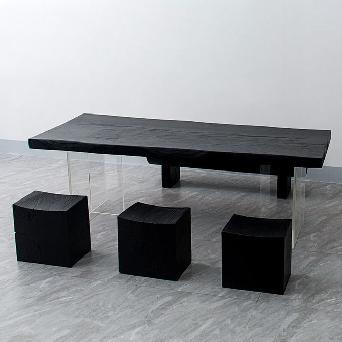 Modern Rectangle Dining Table Black Pine Solid Wood Top Dining Site Table Clearhalo 'Dining Tables & Seating' 'Dining Tables' 'dining_table' 'furn' 'furn_dining_table' 'Furniture' 'furniture_dining_table' 'Kitchen & Dining Furniture' 5081667