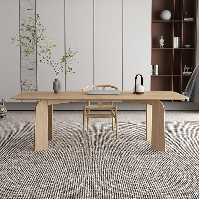4 Natural Finish Legs Dining Table Modern Solid Wood Rectangle Dining Table Clearhalo 'Dining Tables & Seating' 'Dining Tables' 'dining_table' 'furn' 'furn_dining_table' 'Furniture' 'furniture_dining_table' 'Kitchen & Dining Furniture' 5081688