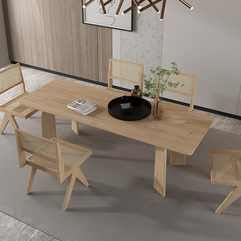 4 Natural Finish Legs Dining Table Modern Solid Wood Rectangle Dining Table Clearhalo 'Dining Tables & Seating' 'Dining Tables' 'dining_table' 'furn' 'furn_dining_table' 'Furniture' 'furniture_dining_table' 'Kitchen & Dining Furniture' 5081692