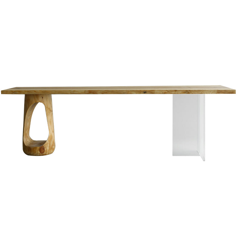 Natural Double Pedestal Table Solid Wood Modern Dinner Room Kitchen Table Without Chairs Clearhalo 'Dining Tables & Seating' 'Dining Tables' 'dining_table' 'furn' 'furn_dining_table' 'Furniture' 'furniture_dining_table' 'Kitchen & Dining Furniture' 5081705
