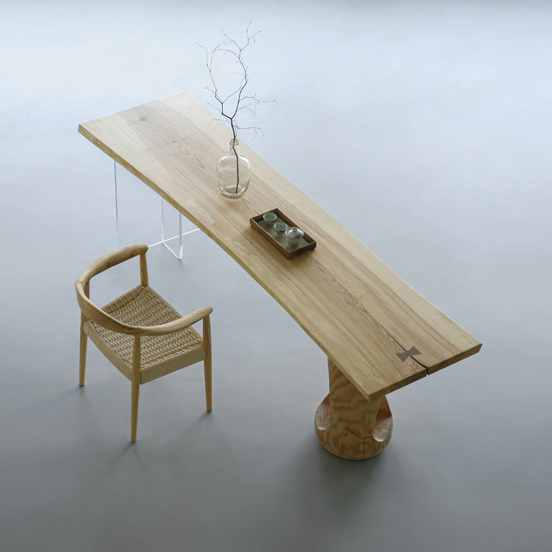 Natural Double Pedestal Table Solid Wood Modern Dinner Room Kitchen Table Clearhalo 'Dining Tables & Seating' 'Dining Tables' 'dining_table' 'furn' 'furn_dining_table' 'Furniture' 'furniture_dining_table' 'Kitchen & Dining Furniture' 5081712