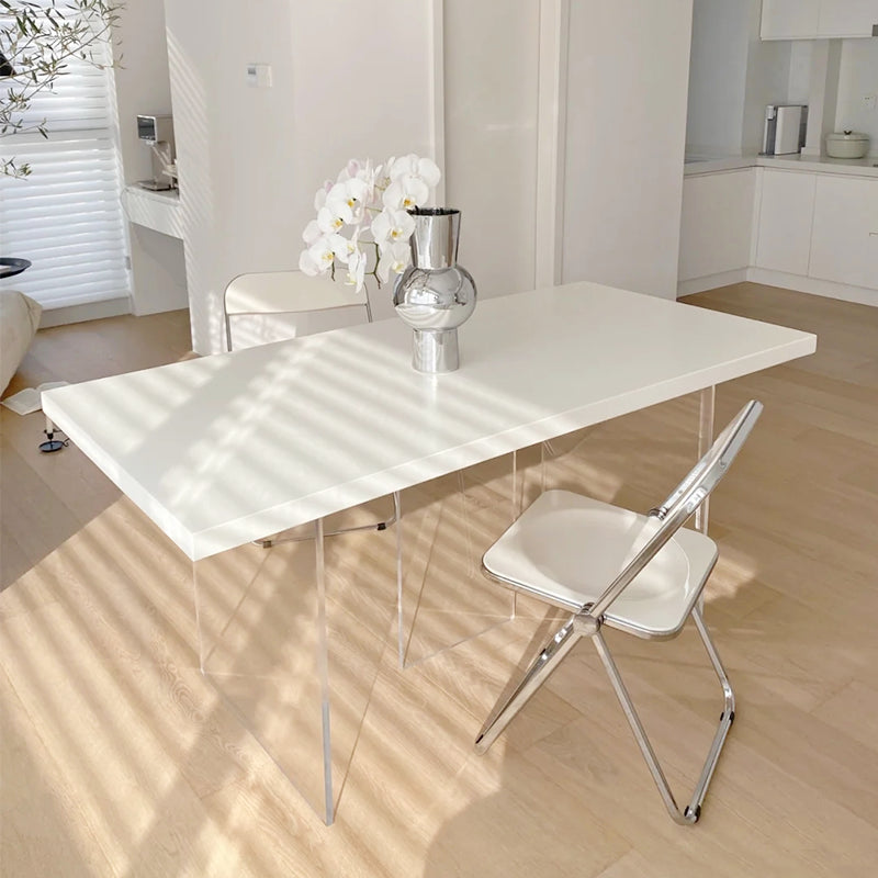 Simple Style Dining Table Acrylic Legs Table Home Rectangle Dining Table Without Chairs Clearhalo 'Dining Tables & Seating' 'Dining Tables' 'dining_table' 'furn' 'furn_dining_table' 'Furniture' 'furniture_dining_table' 'Kitchen & Dining Furniture' 5081722