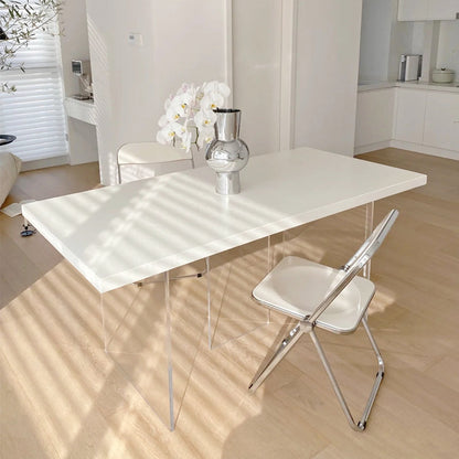 Simple Style Dining Table Acrylic Legs Table Home Rectangle Dining Table Without Chairs Clearhalo 'Dining Tables & Seating' 'Dining Tables' 'dining_table' 'furn' 'furn_dining_table' 'Furniture' 'furniture_dining_table' 'Kitchen & Dining Furniture' 5081722