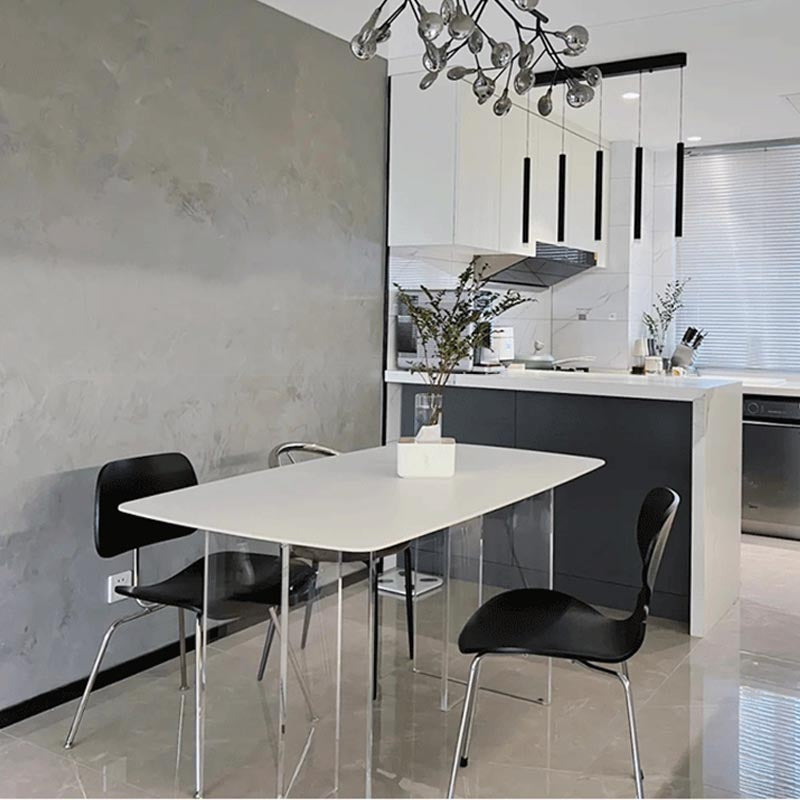 Simple Style Dining Table Acrylic Legs Table Home Rectangle Dining Table Clearhalo 'Dining Tables & Seating' 'Dining Tables' 'dining_table' 'furn' 'furn_dining_table' 'Furniture' 'furniture_dining_table' 'Kitchen & Dining Furniture' 5081731