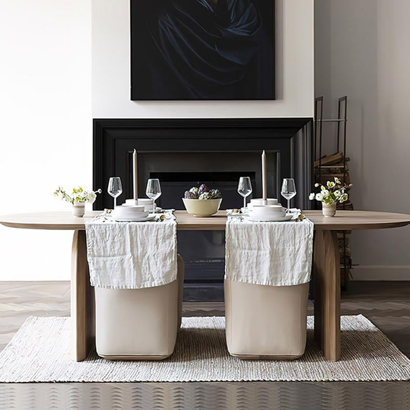 Living Room Two Legs Dining Table Modern Solid Wood Oval Dining Table Clearhalo 'Dining Tables & Seating' 'Dining Tables' 'dining_table' 'furn' 'furn_dining_table' 'Furniture' 'furniture_dining_table' 'Kitchen & Dining Furniture' 5081741