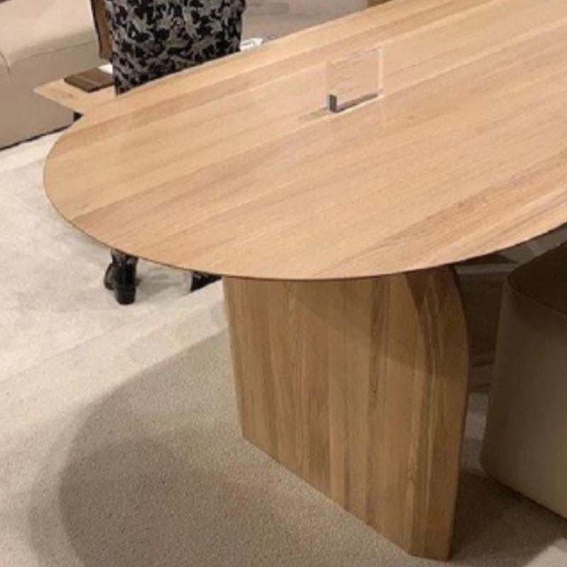 Living Room Two Legs Dining Table Modern Solid Wood Oval Dining Table Clearhalo 'Dining Tables & Seating' 'Dining Tables' 'dining_table' 'furn' 'furn_dining_table' 'Furniture' 'furniture_dining_table' 'Kitchen & Dining Furniture' 5081748