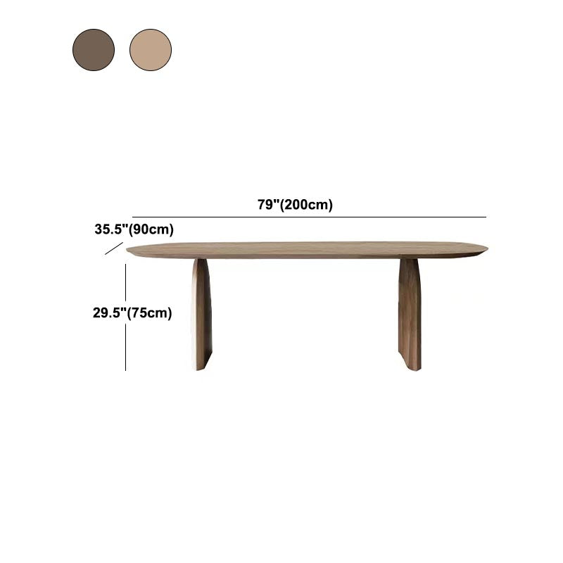 Living Room Two Legs Dining Table Modern Solid Wood Oval Dining Table Clearhalo 'Dining Tables & Seating' 'Dining Tables' 'dining_table' 'furn' 'furn_dining_table' 'Furniture' 'furniture_dining_table' 'Kitchen & Dining Furniture' 5081755