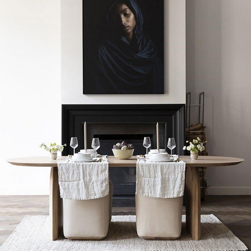 Two Wood Base Dining Table Modern Solid Wood Oval Dining Table for Living Room 63"L x 31.5"W x 29.5"H Without Chairs Clearhalo 'Dining Tables & Seating' 'Dining Tables' 'dining_table' 'furn' 'furn_dining_table' 'Furniture' 'furniture_dining_table' 'Kitchen & Dining Furniture' 5081761