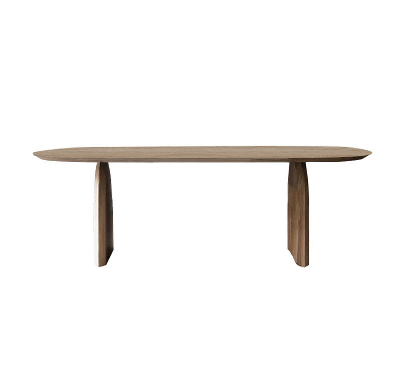 Two Wood Base Dining Table Modern Solid Wood Oval Dining Table for Living Room Without Chairs Clearhalo 'Dining Tables & Seating' 'Dining Tables' 'dining_table' 'furn' 'furn_dining_table' 'Furniture' 'furniture_dining_table' 'Kitchen & Dining Furniture' 5081763