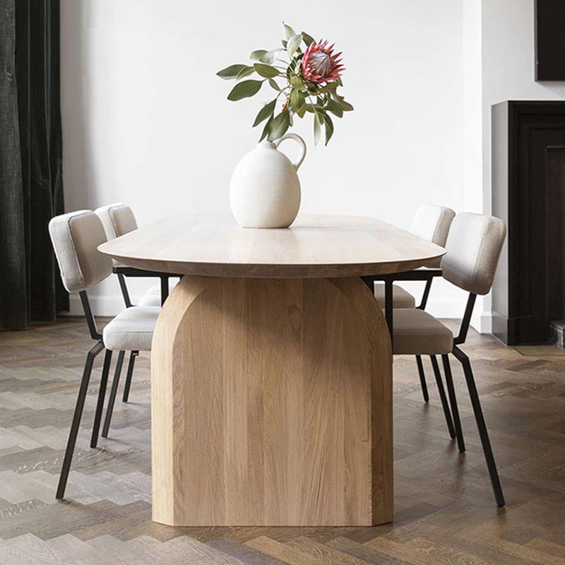 Two Wood Base Dining Table Modern Solid Wood Oval Dining Table for Living Room Clearhalo 'Dining Tables & Seating' 'Dining Tables' 'dining_table' 'furn' 'furn_dining_table' 'Furniture' 'furniture_dining_table' 'Kitchen & Dining Furniture' 5081766