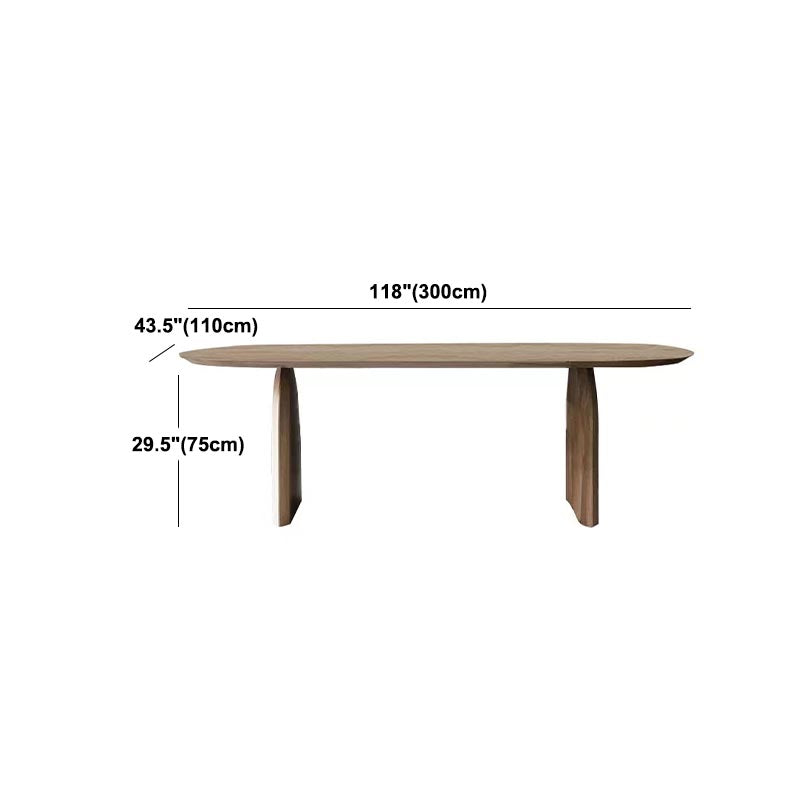 Two Wood Base Dining Table Modern Solid Wood Oval Dining Table for Living Room Clearhalo 'Dining Tables & Seating' 'Dining Tables' 'dining_table' 'furn' 'furn_dining_table' 'Furniture' 'furniture_dining_table' 'Kitchen & Dining Furniture' 5081775