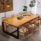 Industrial Rectangle Dining Room Table Natural Solid Wood Trestle Base Dining Table 78.7"L x 31.5"W x 29.5"H Without Chairs Clearhalo 'Dining Tables & Seating' 'Dining Tables' 'dining_table' 'furn' 'furn_dining_table' 'Furniture' 'furniture_dining_table' 'Kitchen & Dining Furniture' 5081777