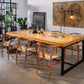Industrial Rectangle Dining Room Table Natural Solid Wood Trestle Base Dining Table 70.9"L x 27.6"W x 29.5"H Without Chairs Clearhalo 'Dining Tables & Seating' 'Dining Tables' 'dining_table' 'furn' 'furn_dining_table' 'Furniture' 'furniture_dining_table' 'Kitchen & Dining Furniture' 5081778