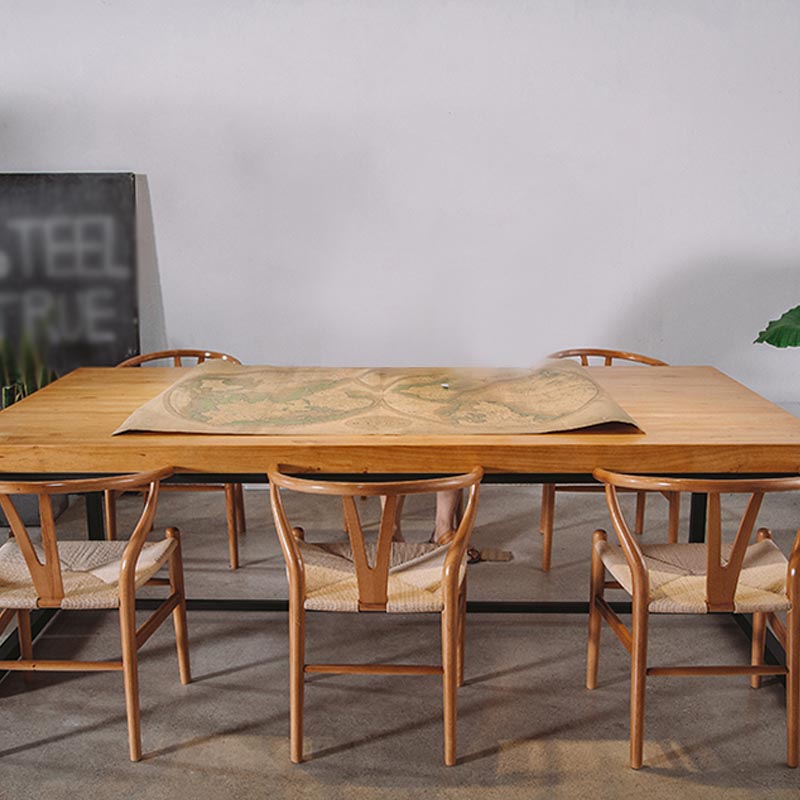 Industrial Rectangle Dining Room Table Natural Solid Wood Trestle Base Dining Table Clearhalo 'Dining Tables & Seating' 'Dining Tables' 'dining_table' 'furn' 'furn_dining_table' 'Furniture' 'furniture_dining_table' 'Kitchen & Dining Furniture' 5081779