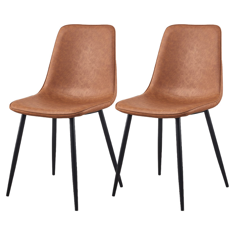 Armless Side Chairs Modern Faux Leather Kitchen Chairs for Dining Room Coffee 2 Piece Set Clearhalo 'Dining Chairs' 'Dining Tables & Seating' 'dining_chair' 'furn' 'furn_dining_chair' 'Furniture' 'furniture_dining_chair' 'Kitchen & Dining Furniture' 5081797